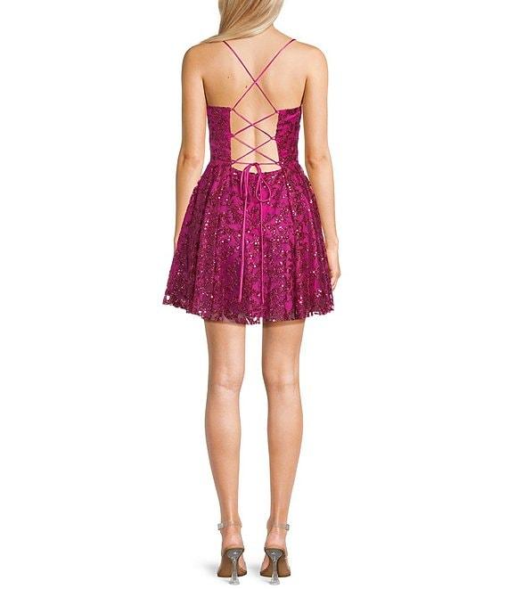 Blondie Nites Glitter Pinch Front Tie Back Party Dress Product Image