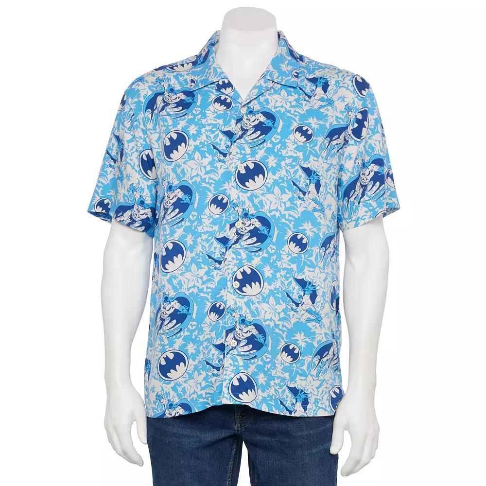 Men's DC Comics Batman Blue Floral Hawaiian Shirt, Size: XL, Multi Product Image