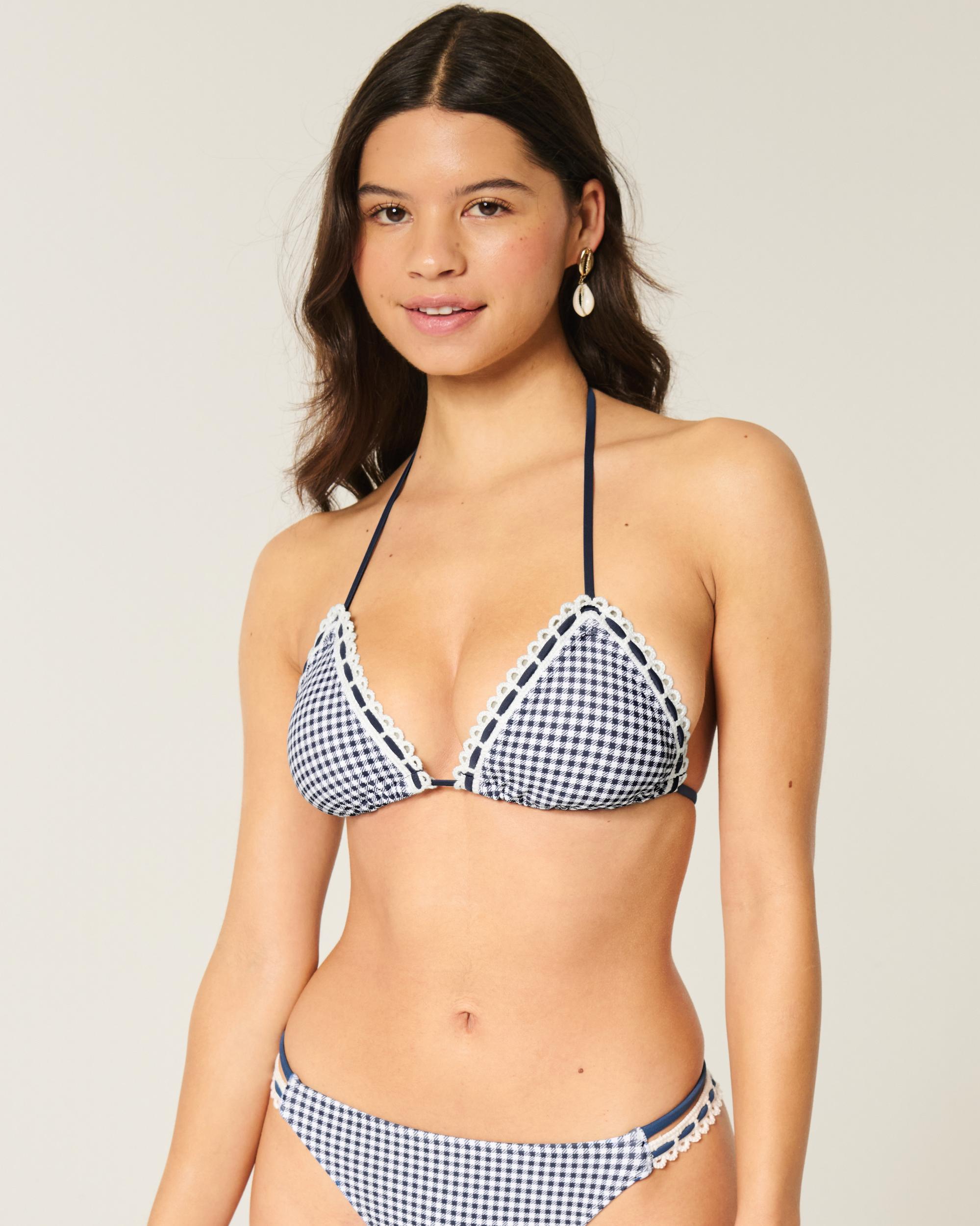 Stitched Trim Halter Triangle Bikini Top Product Image