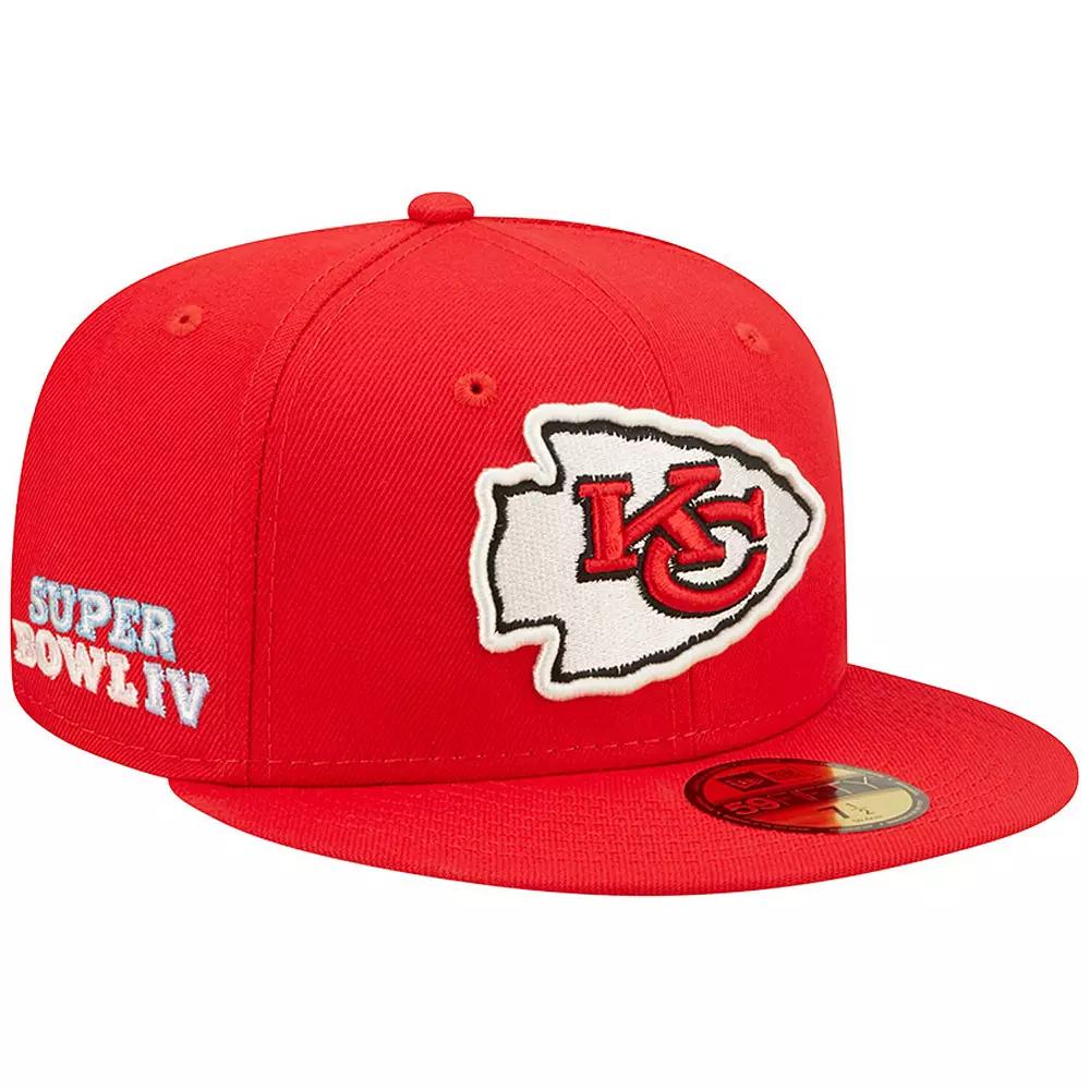 Men's New Era Red Kansas City Chiefs Super Bowl IV Pop Sweat 59FIFTY Fitted Hat,  Product Image