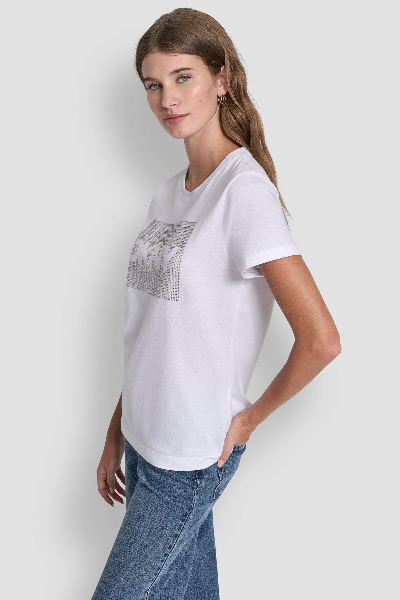 DKNY BOX RHINESTONE LOGO TEE Product Image