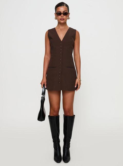 Laire Mini Dress Chocolate Product Image