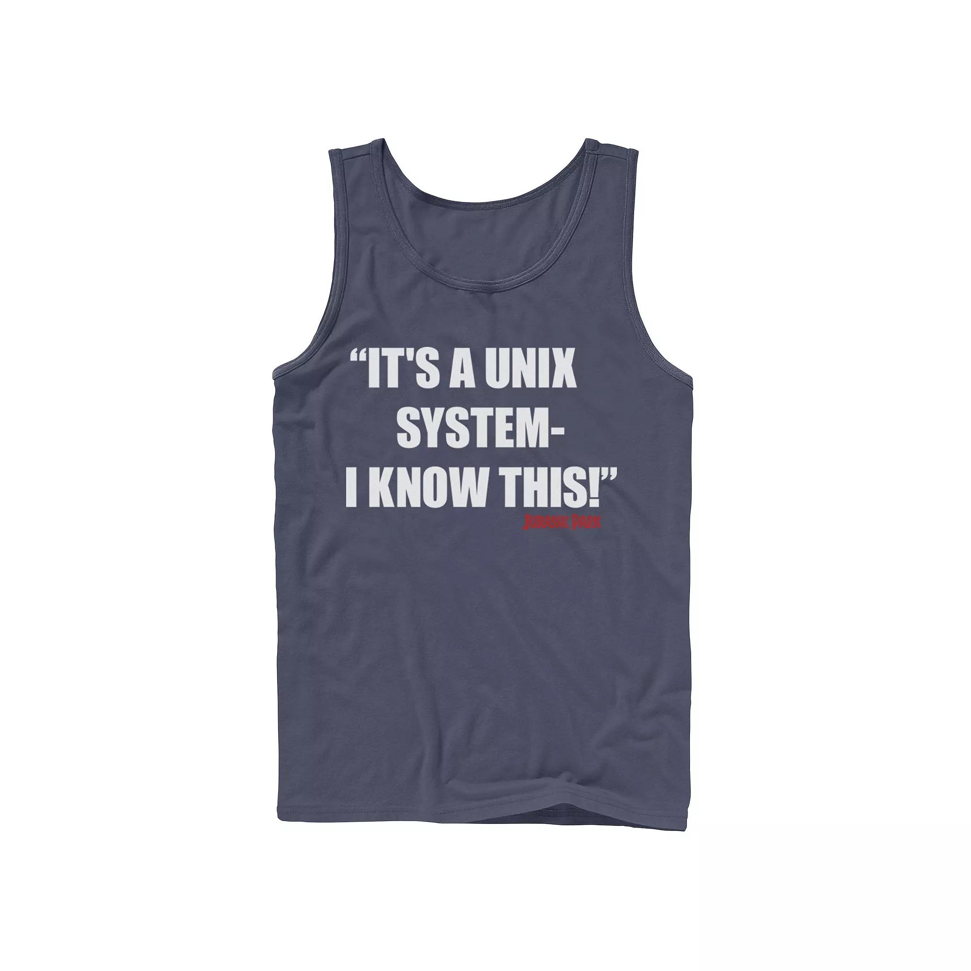 Men's Jurassic Park It's A Unix System Quote Graphic Tank Top,  Product Image