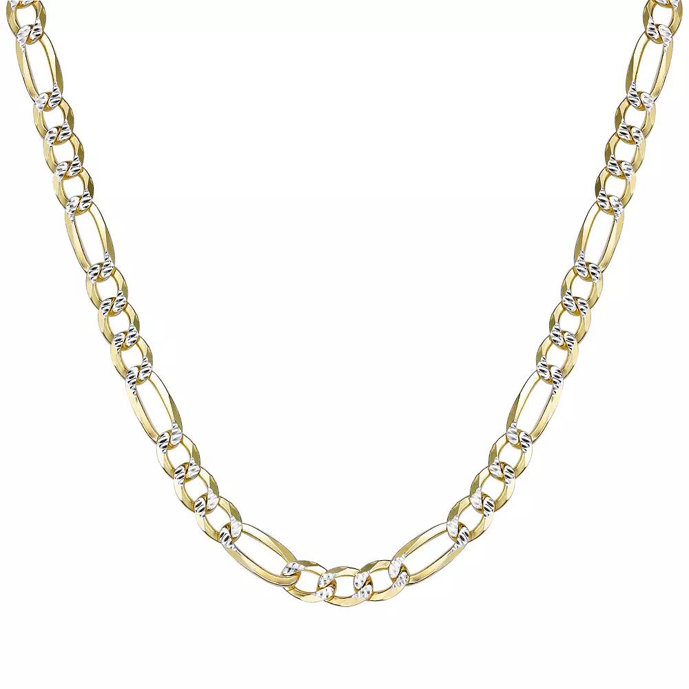 Men's LYNX 14k Gold Over Silver 7.6mm Flat Figaro Chain Necklace, Size: 24", Gold Tone Product Image