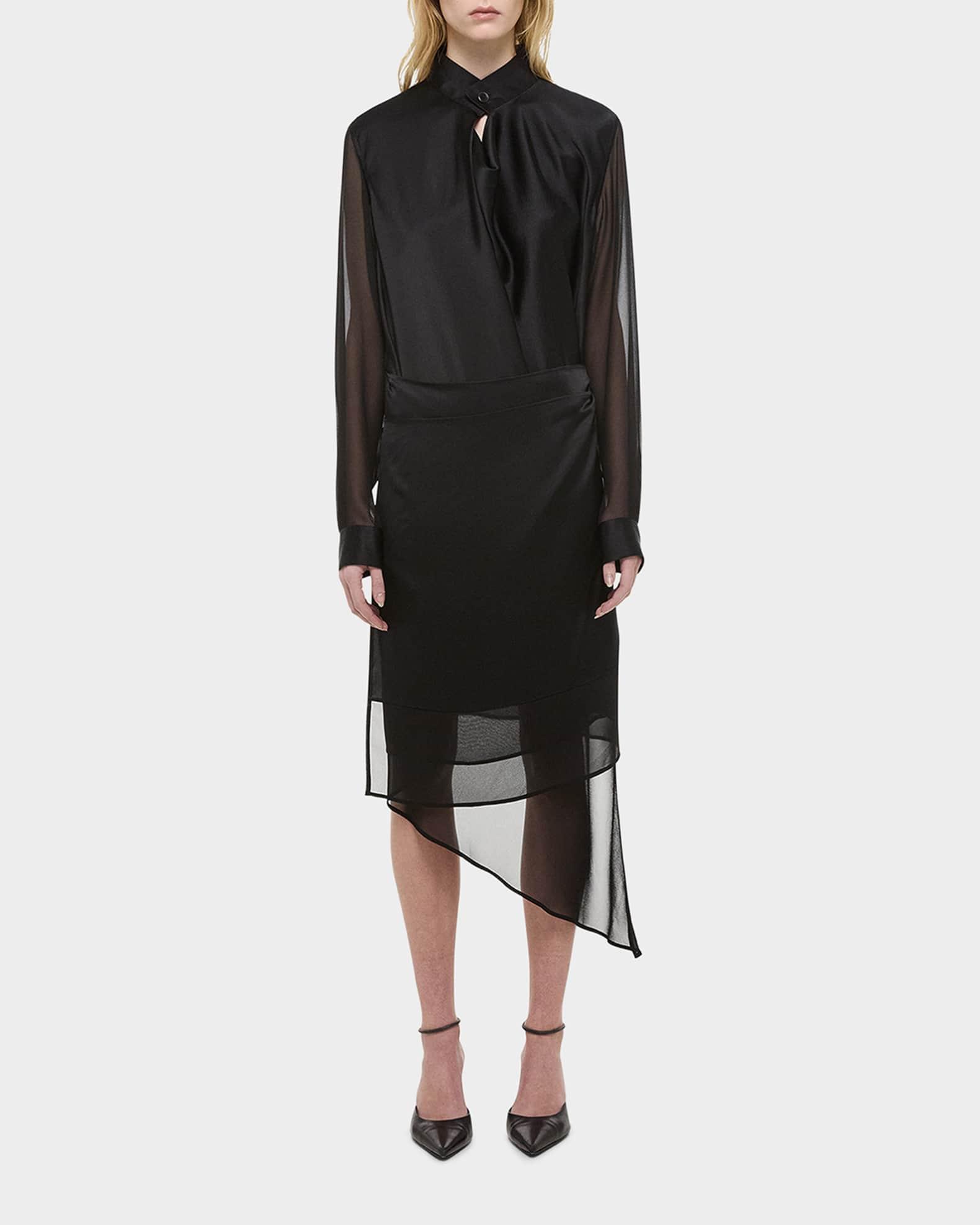 Draped Cowl-Neck Scarf Shirtdress  Product Image