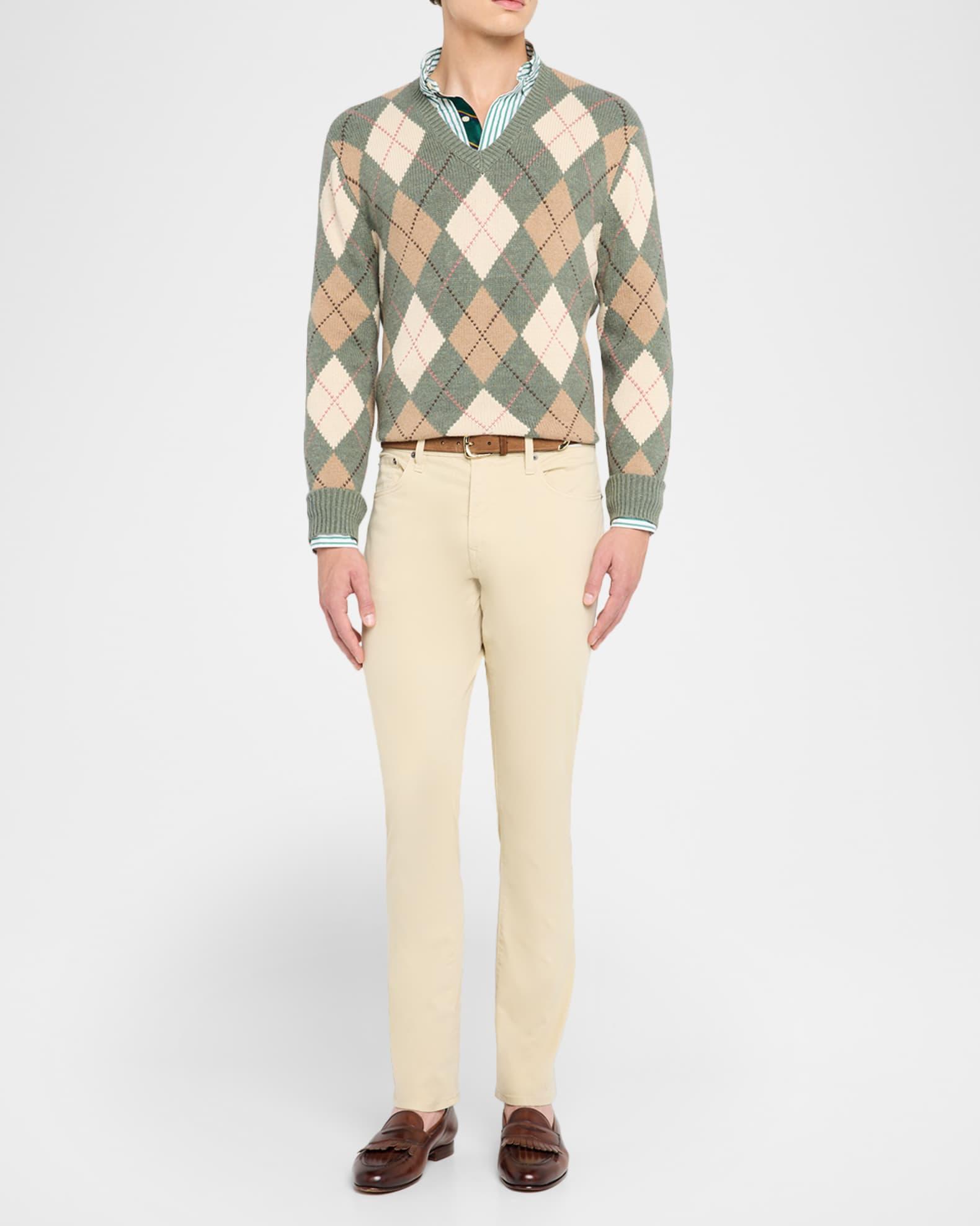 Men's Cotton Wool Argyle V-Neck Sweater Product Image