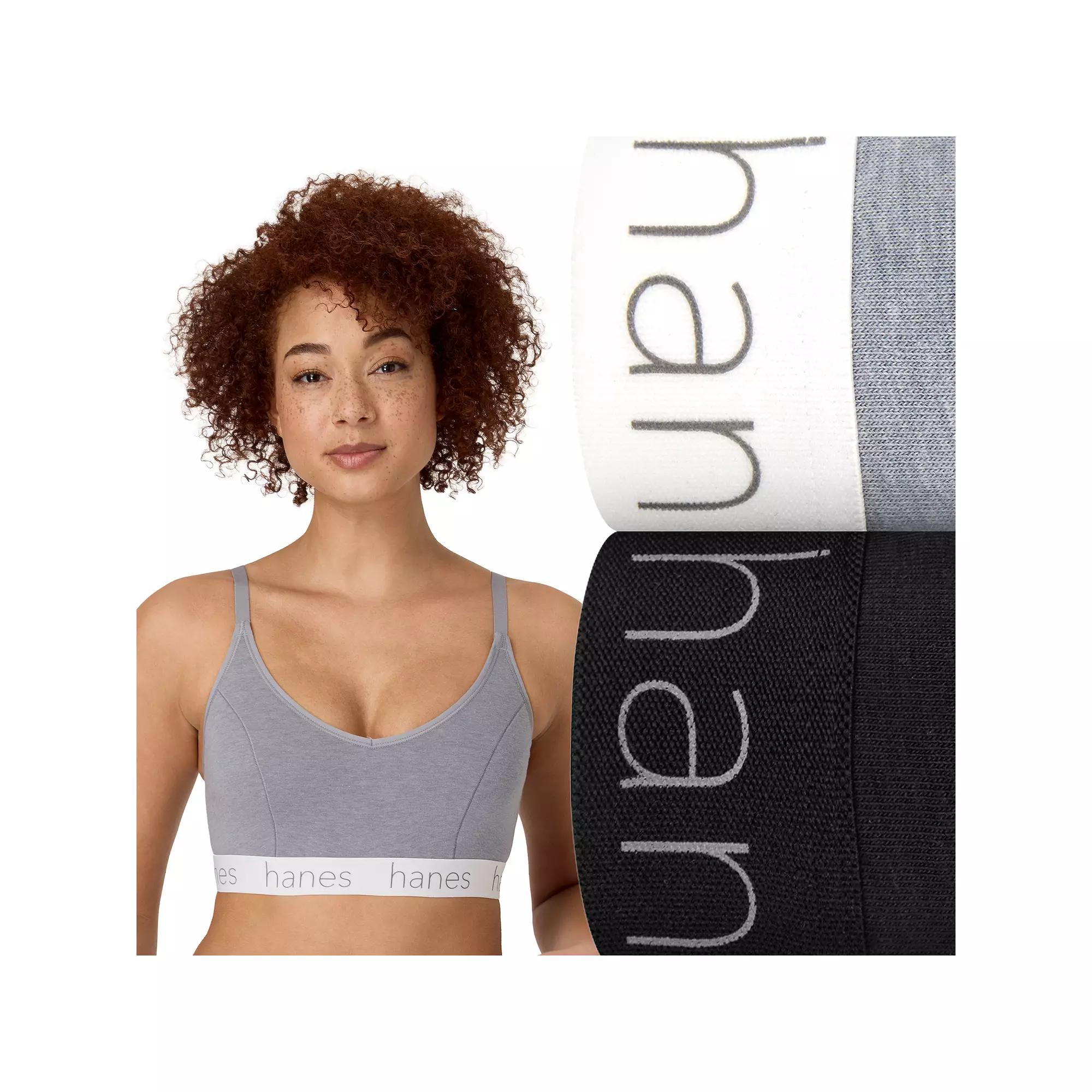 Hanes Originals Ultimate 2-Pack Stretch Cotton Triangle Bralette DHO101, Women's,  Product Image