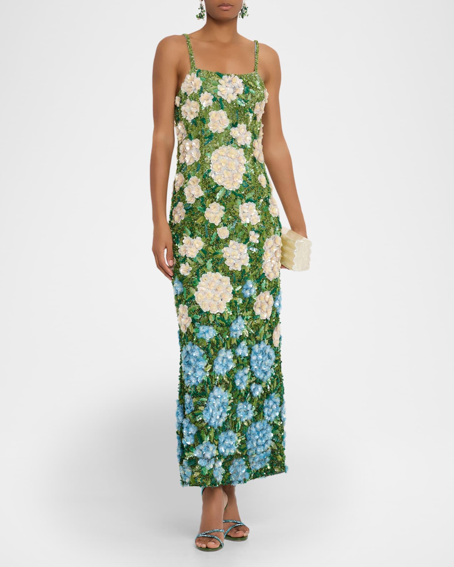 Hand Embellished Hydrangea Midi Cocktail Dress Product Image