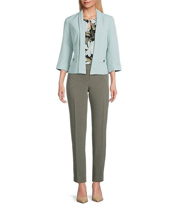 Kasper Shawl Collar 3/4 Sleeve Open Front Crepe Jacket Product Image