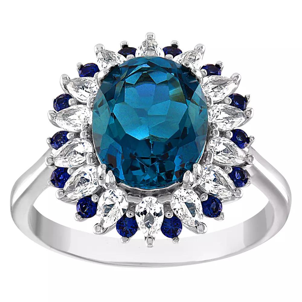 Designs by Gioelli Sterling Silver London Blue Topaz & Lab-Created Sapphire Ring, Women's,  Product Image