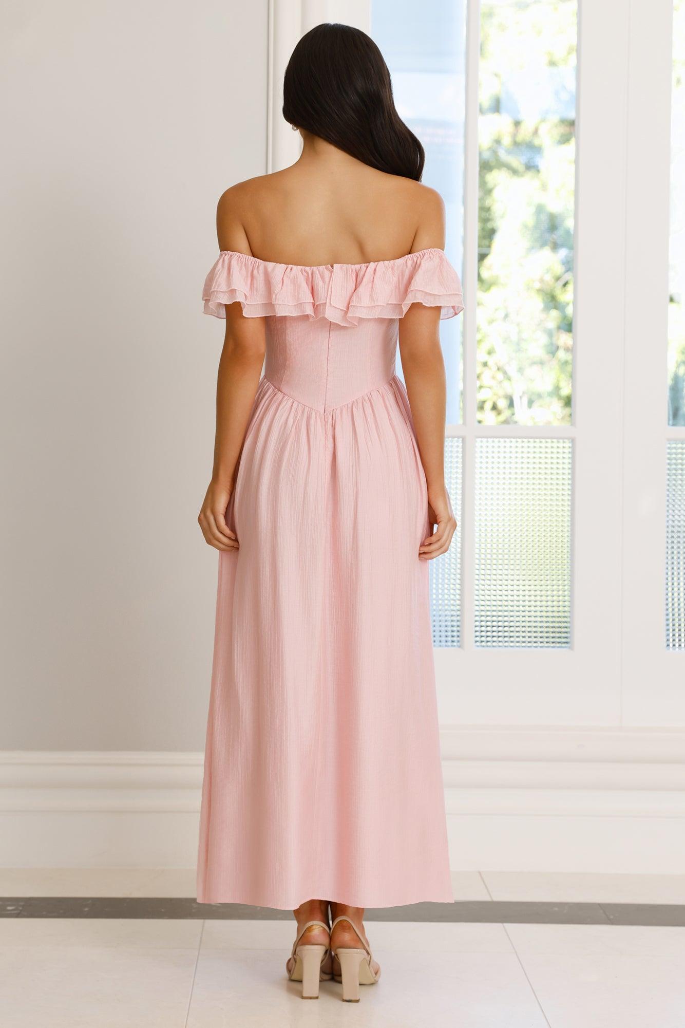 Twilight Sonata Off Shoulder Maxi Dress Pink Product Image