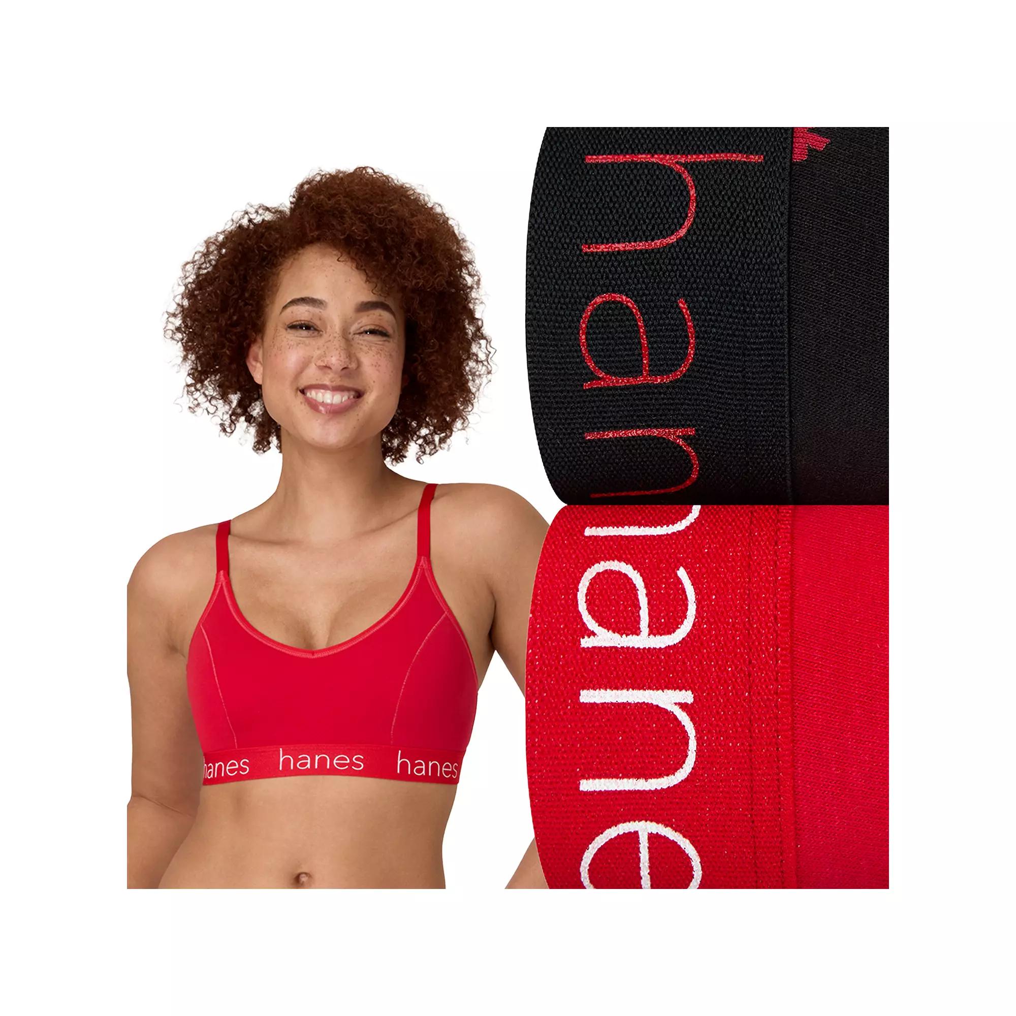 Hanes Originals Ultimate 2-Pack Stretch Cotton Triangle Bralette DHO101, Women's,  Product Image