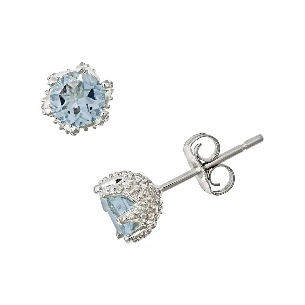 Celebration Gems Sterling Silver Aquamarine Stud Earrings, Women's Product Image