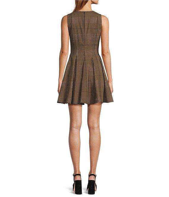 Antonio Melani Eloise Houndstooth Crew Neck Sleeveless A-Line Mini Dress Product Image
