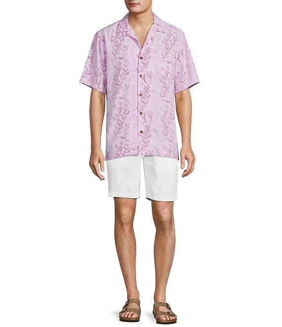 Caribbean Big & Tall Seahorse Print Short Sleeve Woven Camp Shirt Product Image