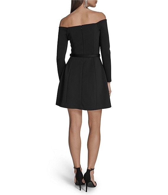 BCBG Off-The-Shoulder Belted Scuba Crepe Mini Dress Product Image