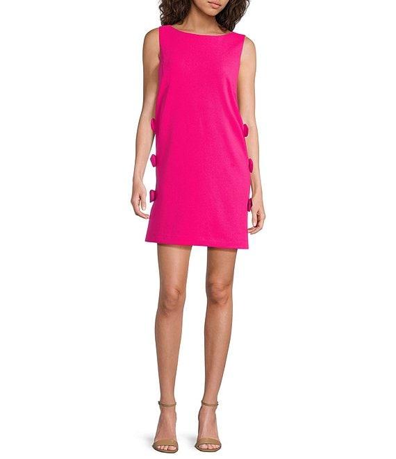 Trina Turk Arlette Crepe Knit Boat Neck Sleeveless Side Bow Dress Product Image