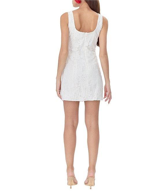 Adelyn Rae Julia 3D Lace Square Neck Sleeveless Sheath Mini Dress Product Image