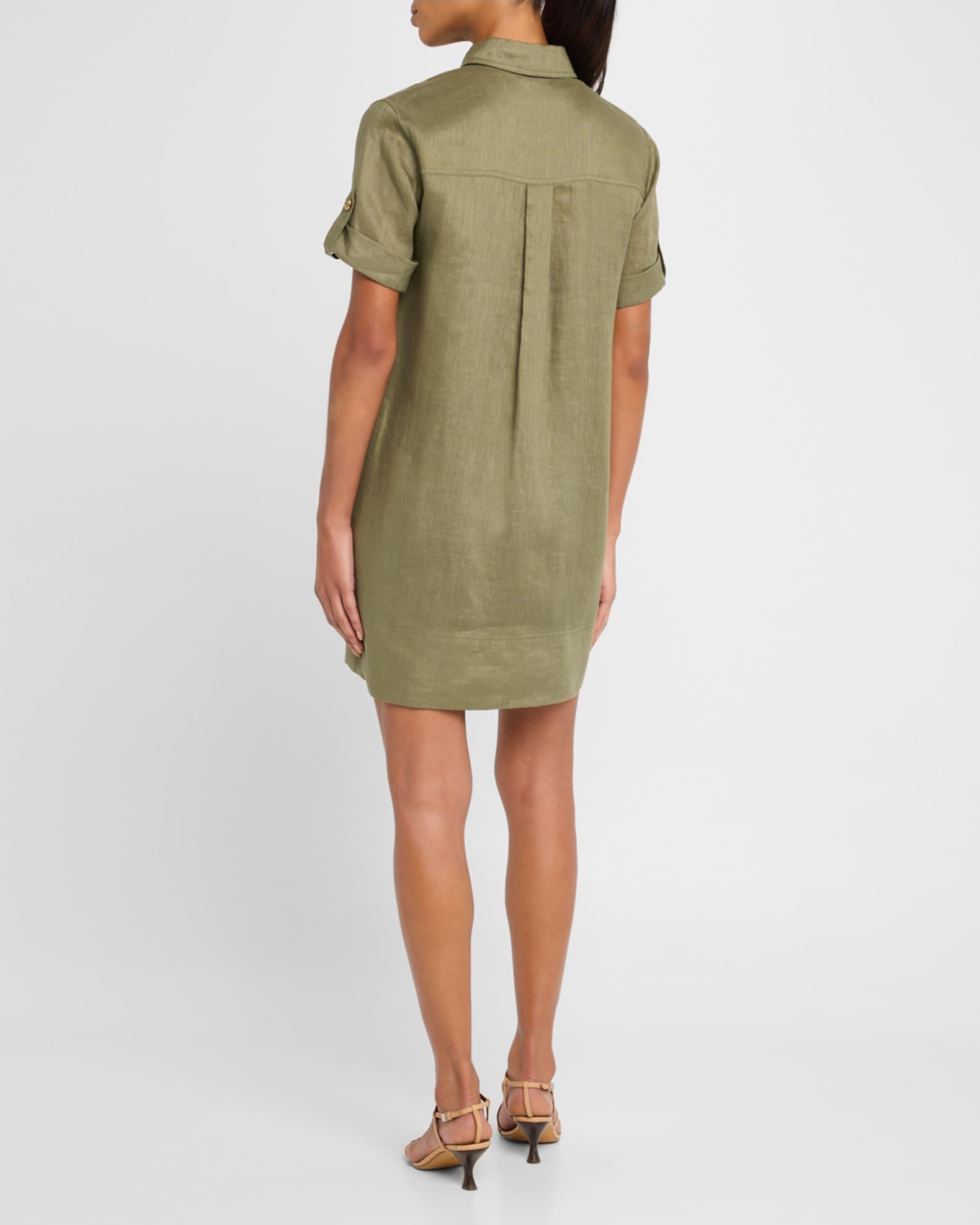 Lucca Short-Sleeve Linen Shirtdress Product Image