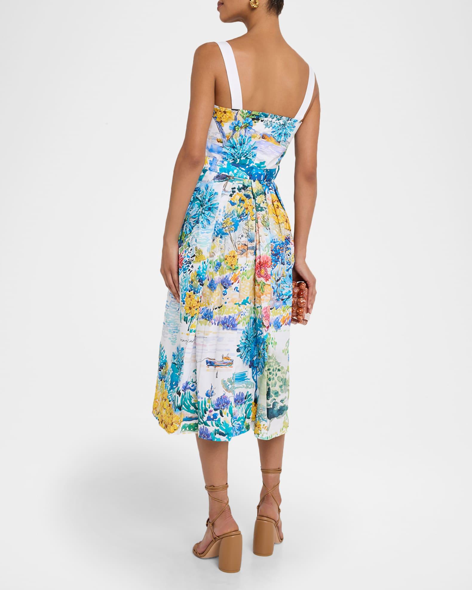 Iris Painterly-Print Sleeveless Fit-&-Flare Midi Dress Product Image