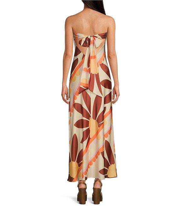 Gianni Bini Francesca Strapless Print Satin Slip Maxi Dress Product Image