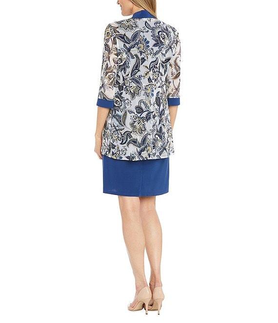 R & M Richards Petite Size 2-Piece Printed Jacket Dress Product Image
