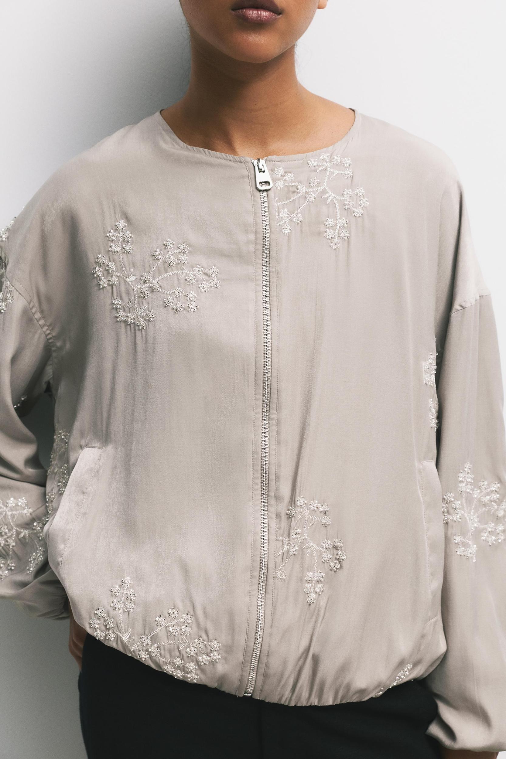 Bomber jacket with floral embroidery Product Image
