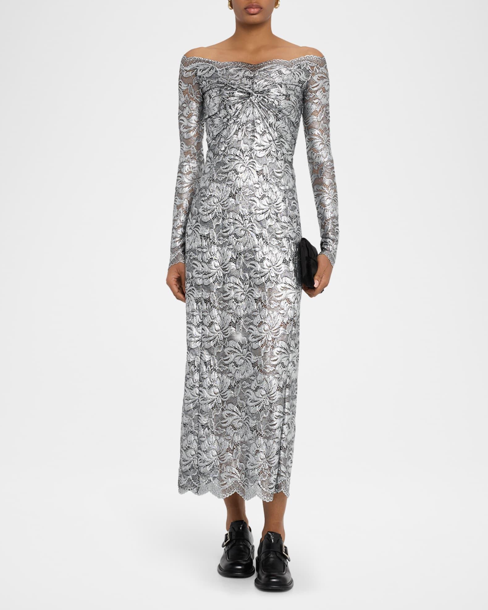 Off-The-Shoulder Lace Midi Dress Product Image