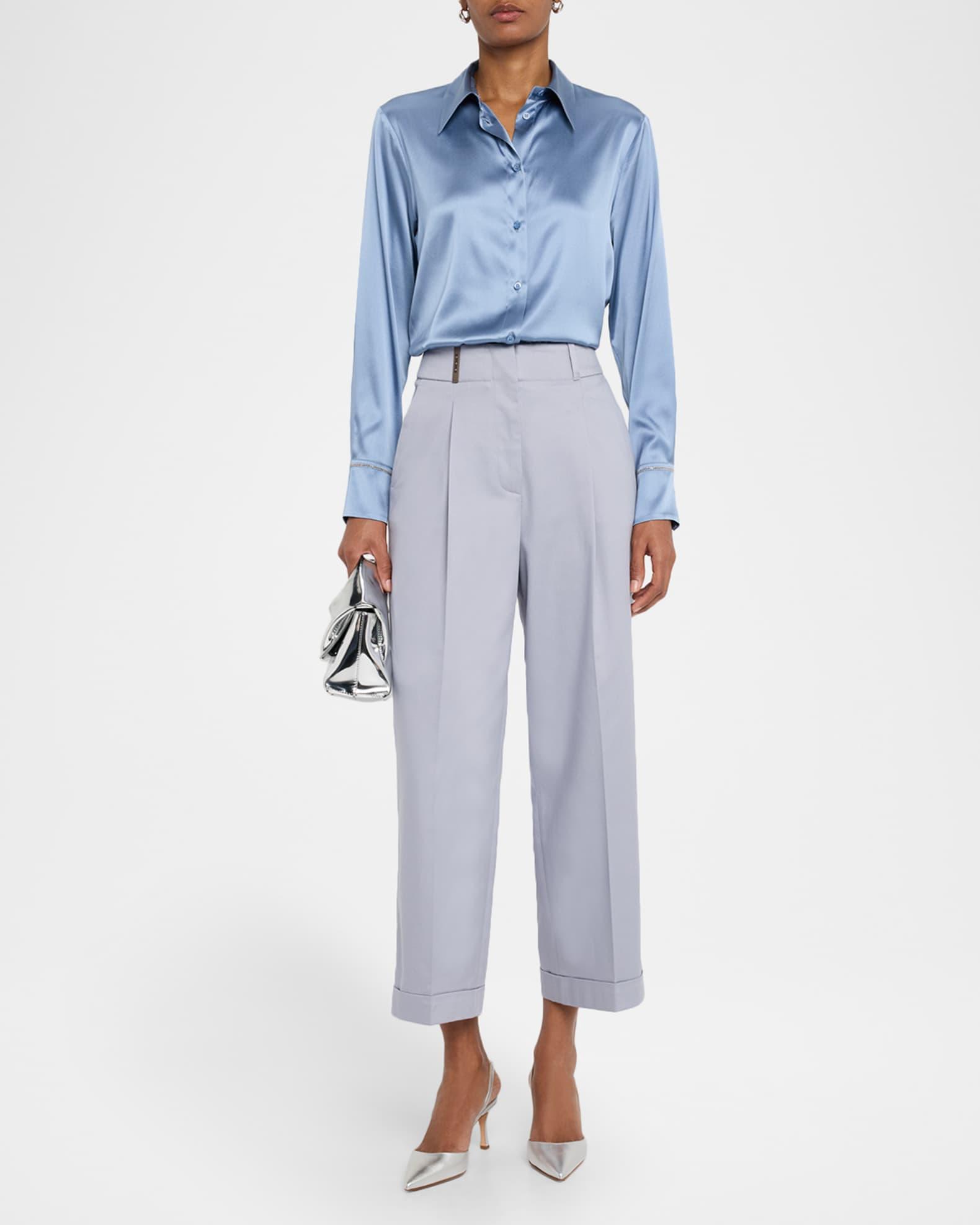 High-Rise Cropped Twill Pants Product Image