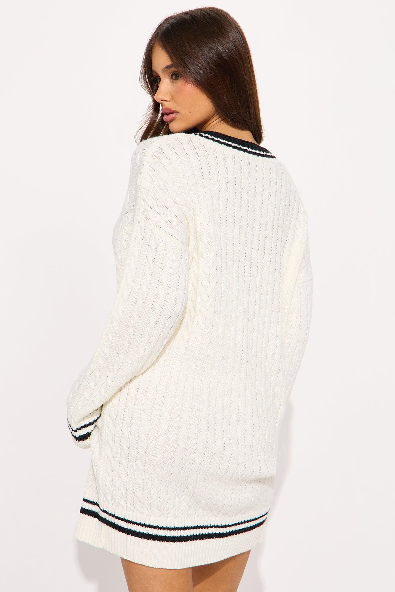 A Team Sweater Mini Dress - White Product Image