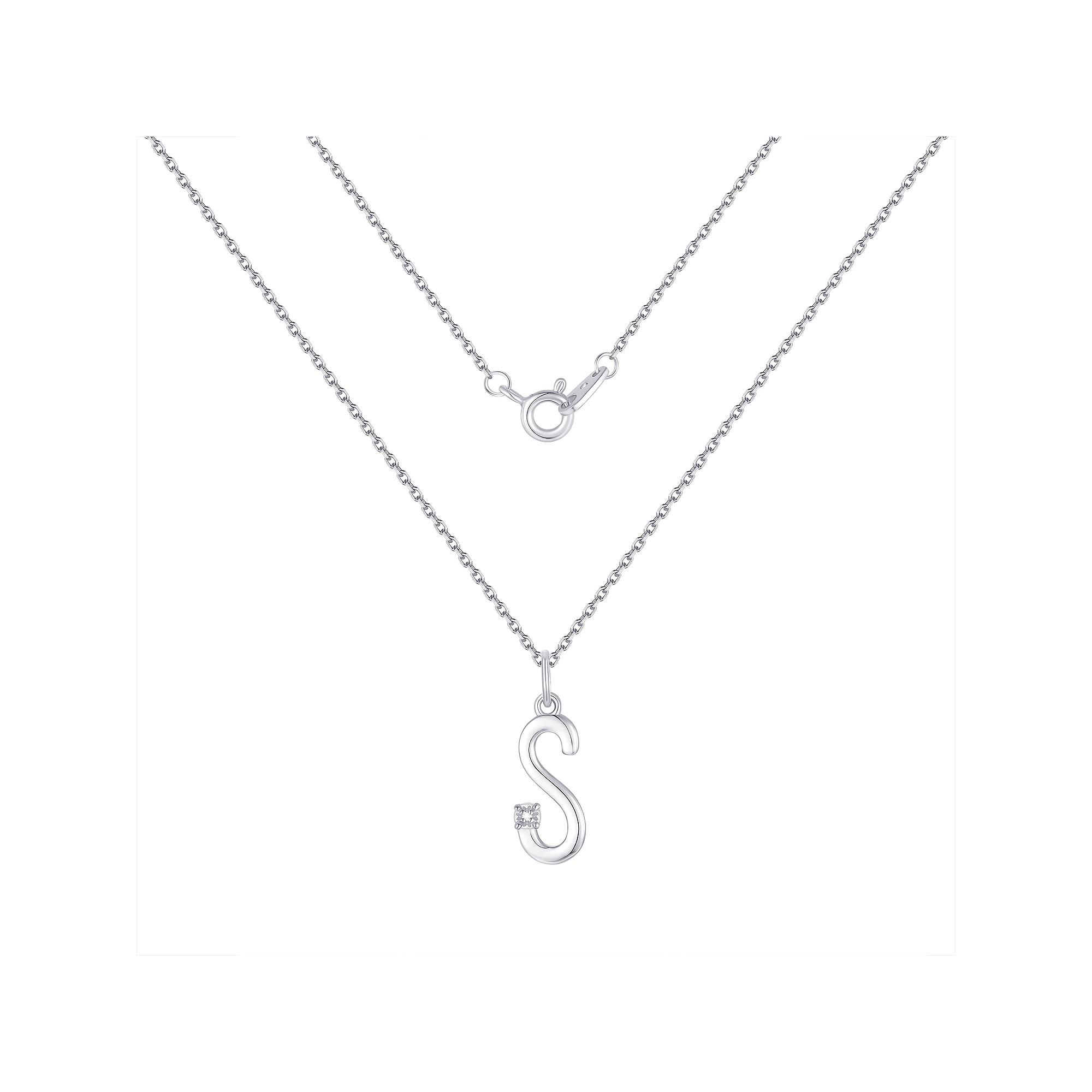 Forever Radiant Diamond Accent Initial Pendant Necklace, Womens Silver Tone S Product Image