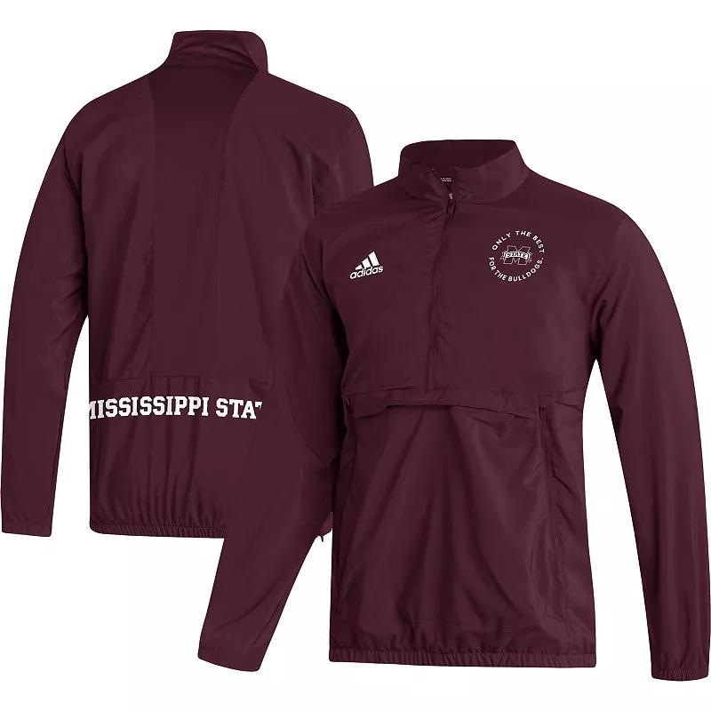 Men's adidas Maroon Mississippi State Bulldogs AEROREADY Half-Zip Jacket, Size: Large, Mst Red Product Image