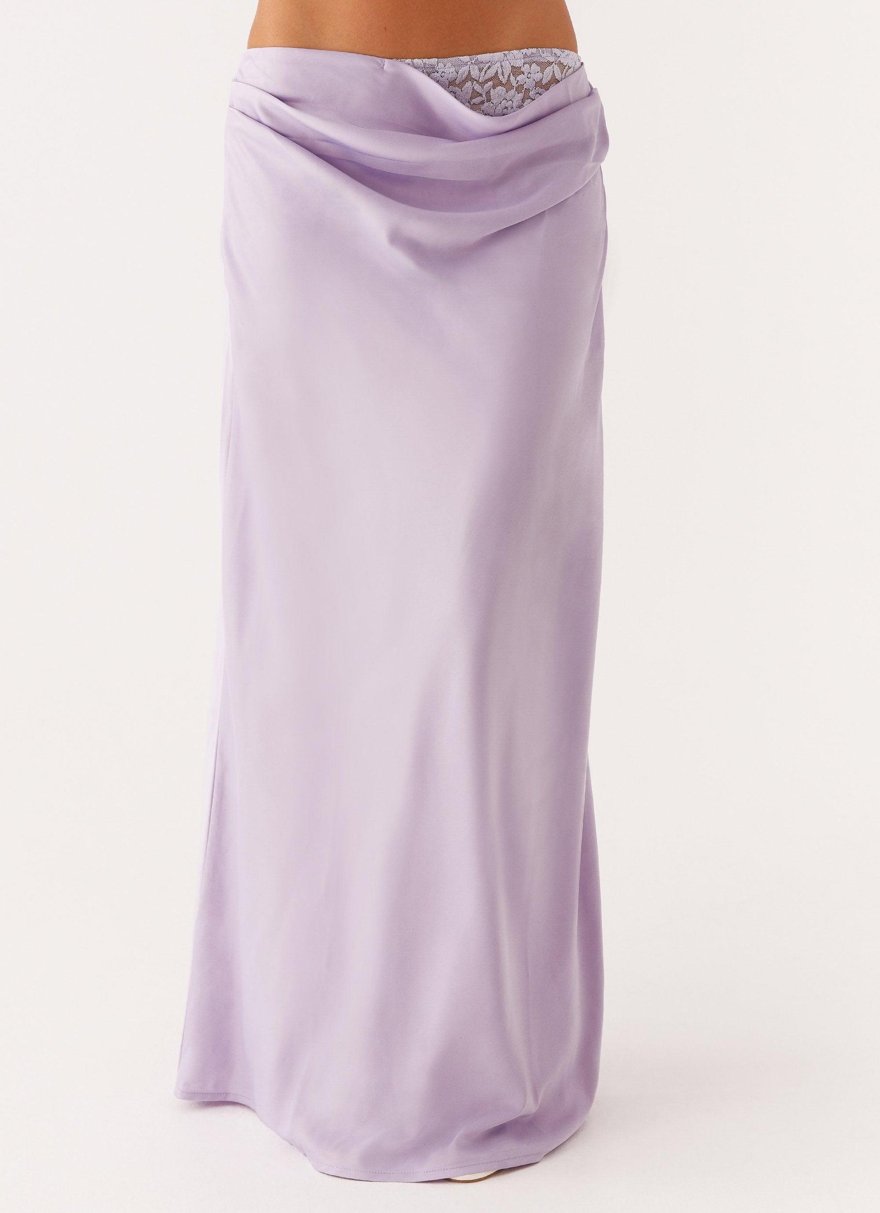 Nancy Lace Satin Maxi Skirt - Lilac Product Image