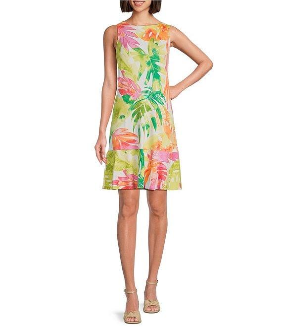 Tommy Bahama Darcy Tropicana Isles Drapey Ponte Jersey Round Neck Sleeveless Sheath Dress Product Image