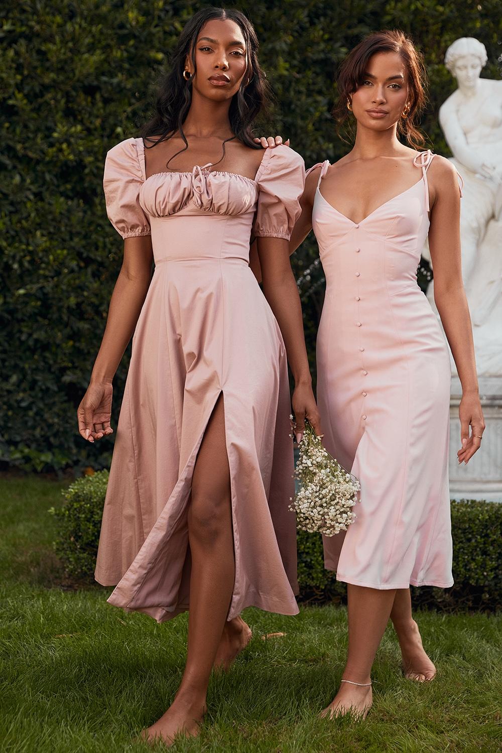 Tallulah  blush puff sleeve midi dress - sale Product Image