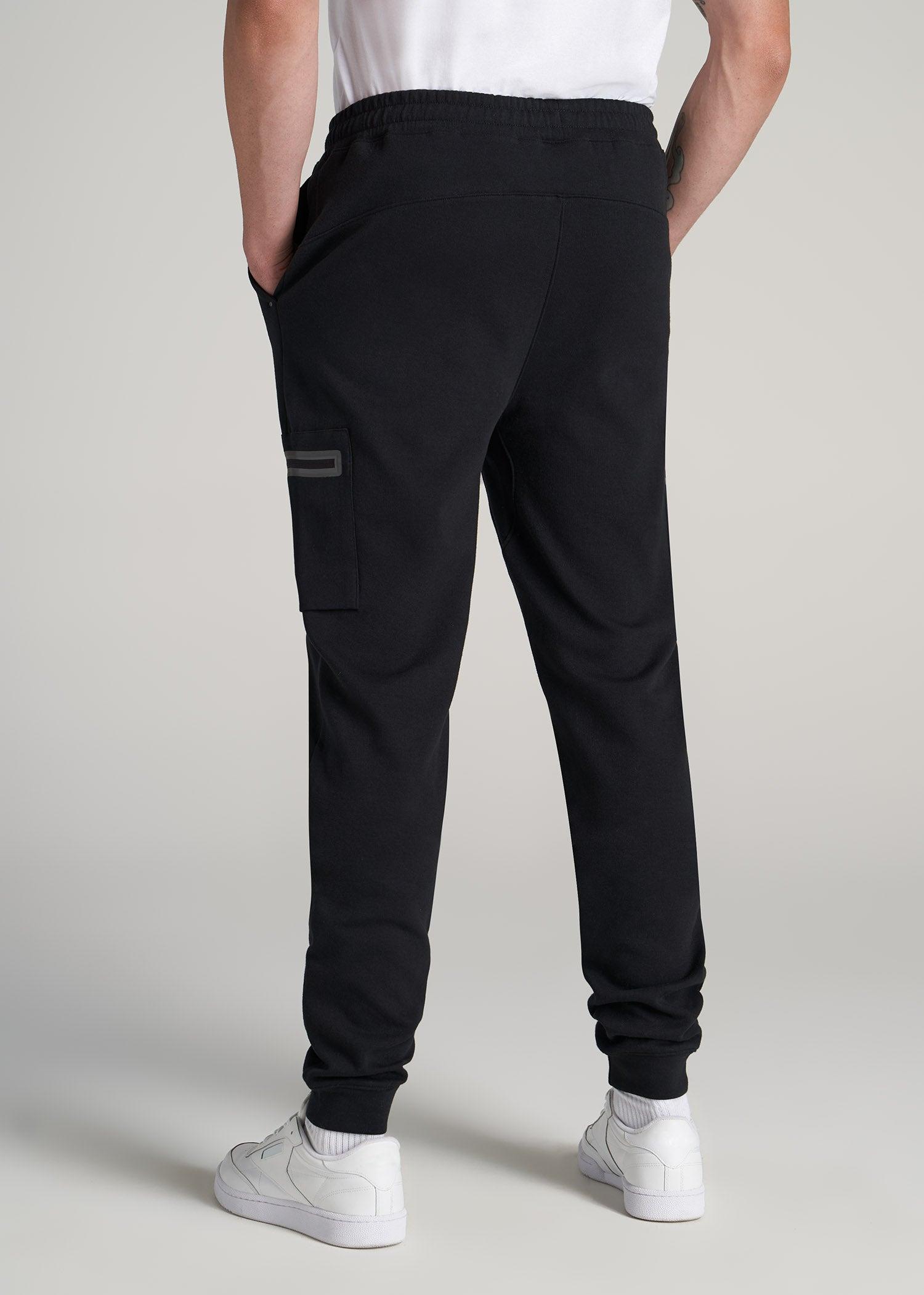 Tech Motion Fleece Cargo Joggers for Tall Men in Black Male Product Image