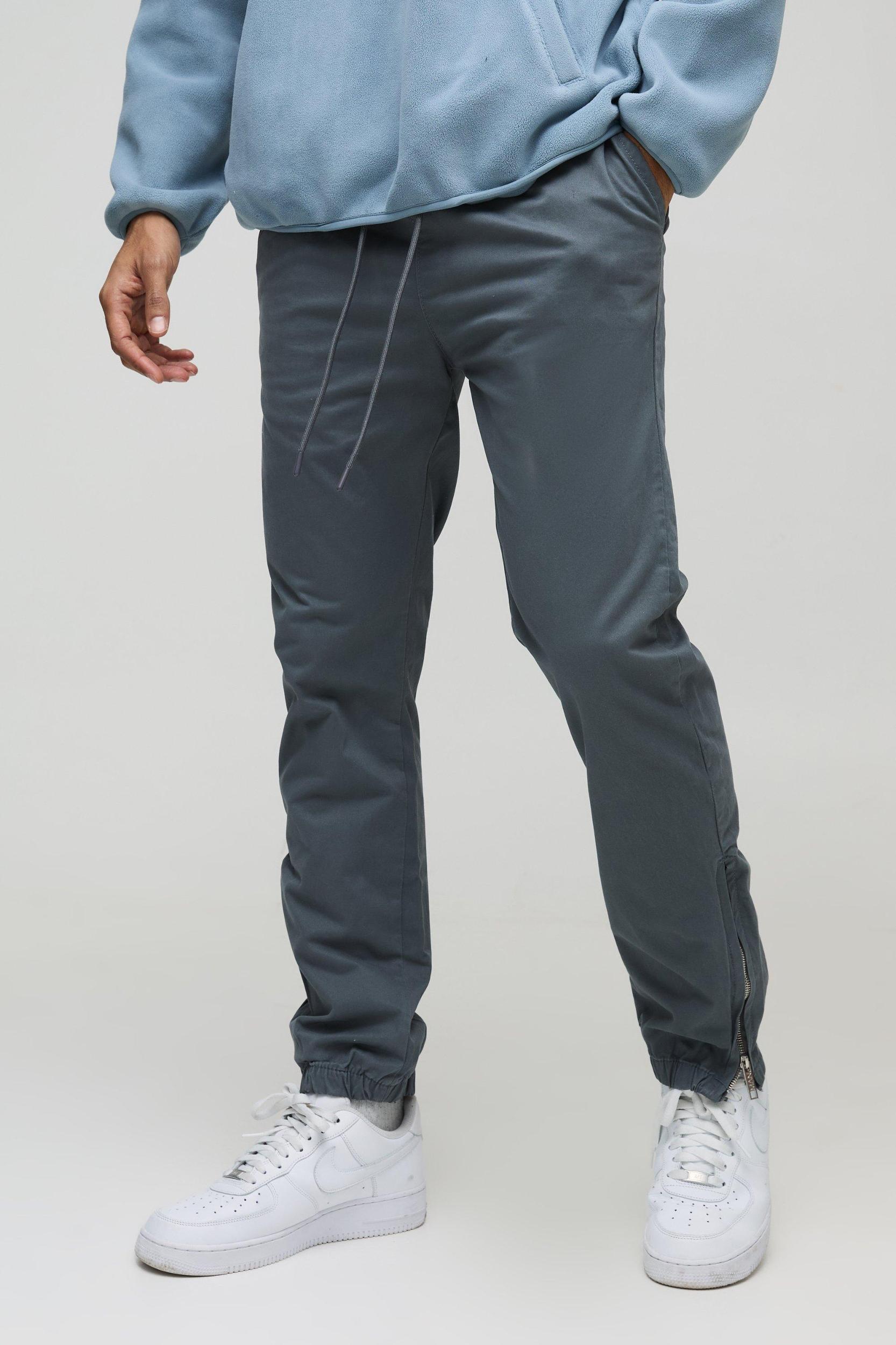 Elasticated Waist Slim Soft Twill Cuffed Pants | boohooMAN USA Product Image