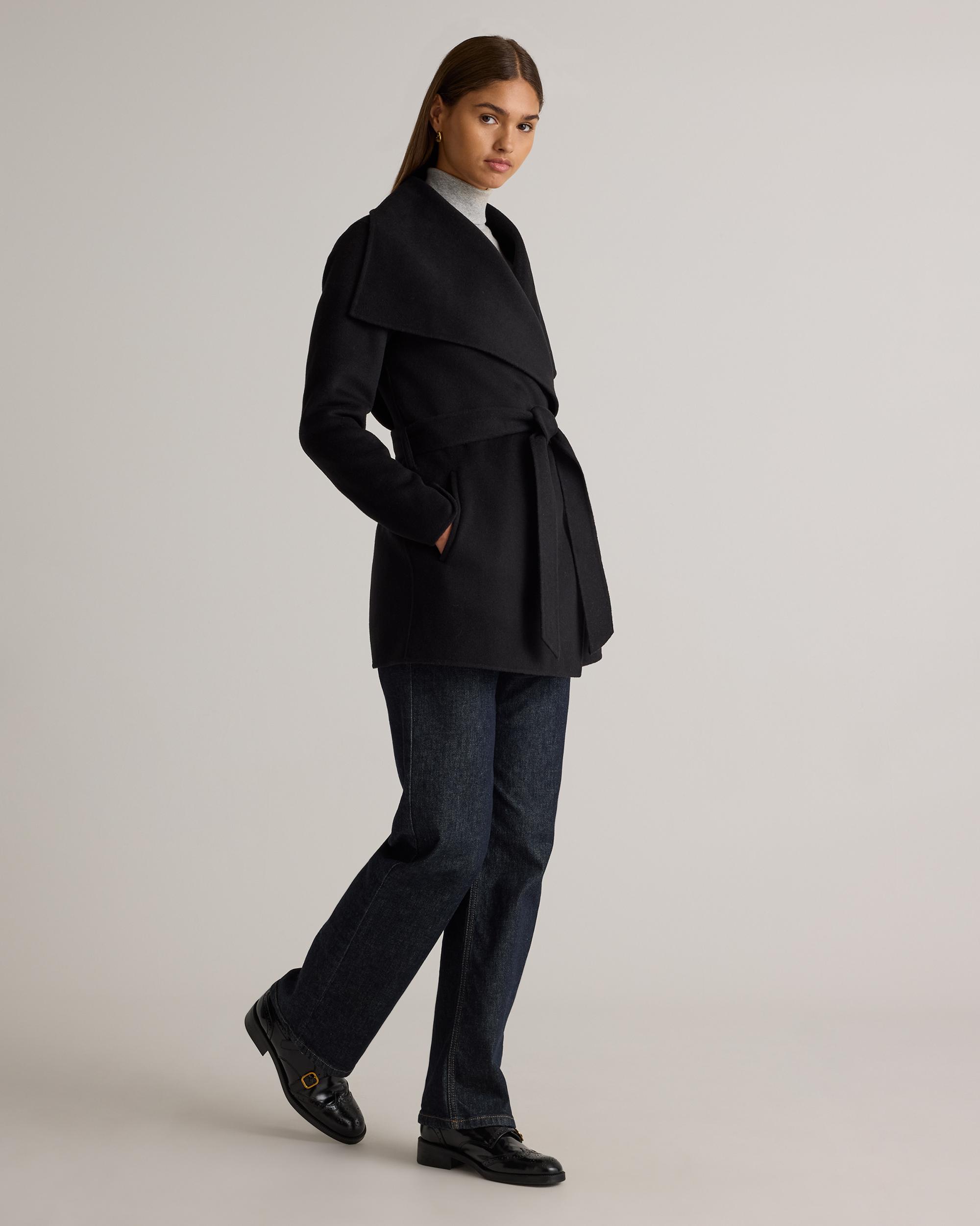 Quince | Women's Double-Faced Merino Wool Draped Collar Short Wrap Coat Product Image