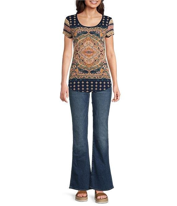 Lucky Brand Persian Carpet Graphic Scoop Neck Short Sleeve Tee Shirt Product Image