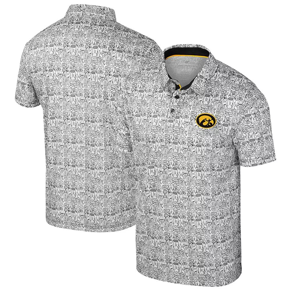 Men's Colosseum Black/White Iowa Hawkeyes Big & Tall Allover Polo,  Product Image