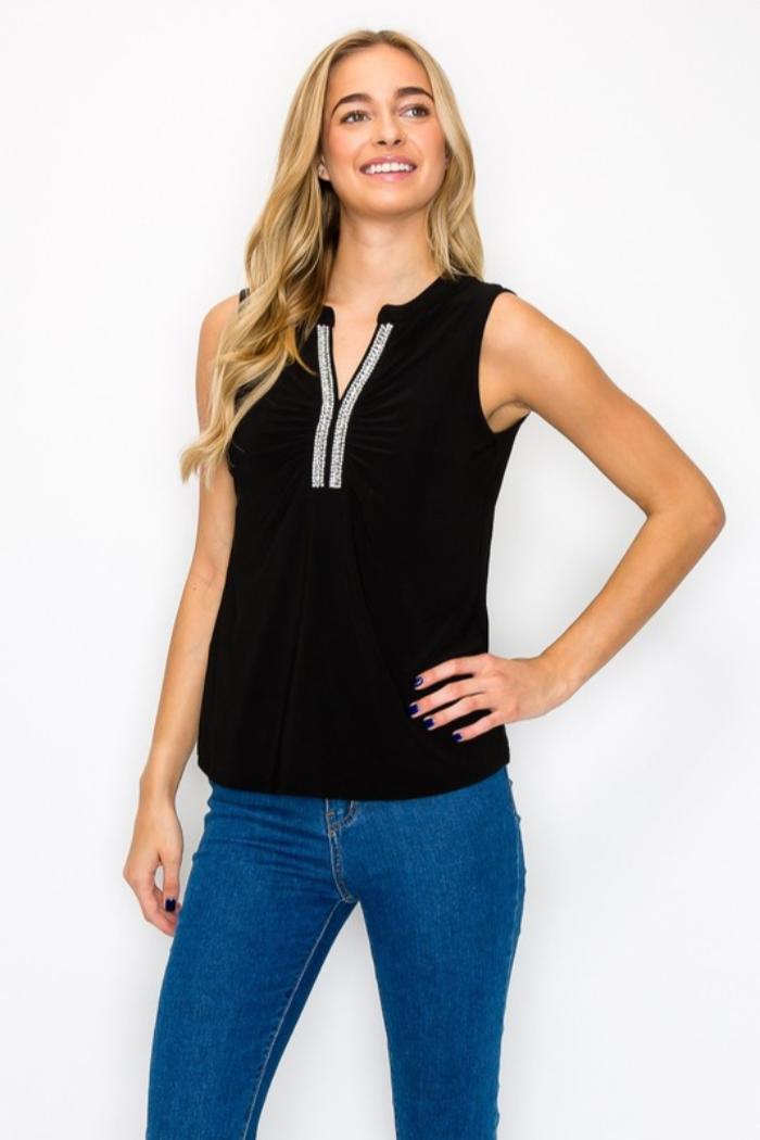 Embellished Neck Tank Top Product Image