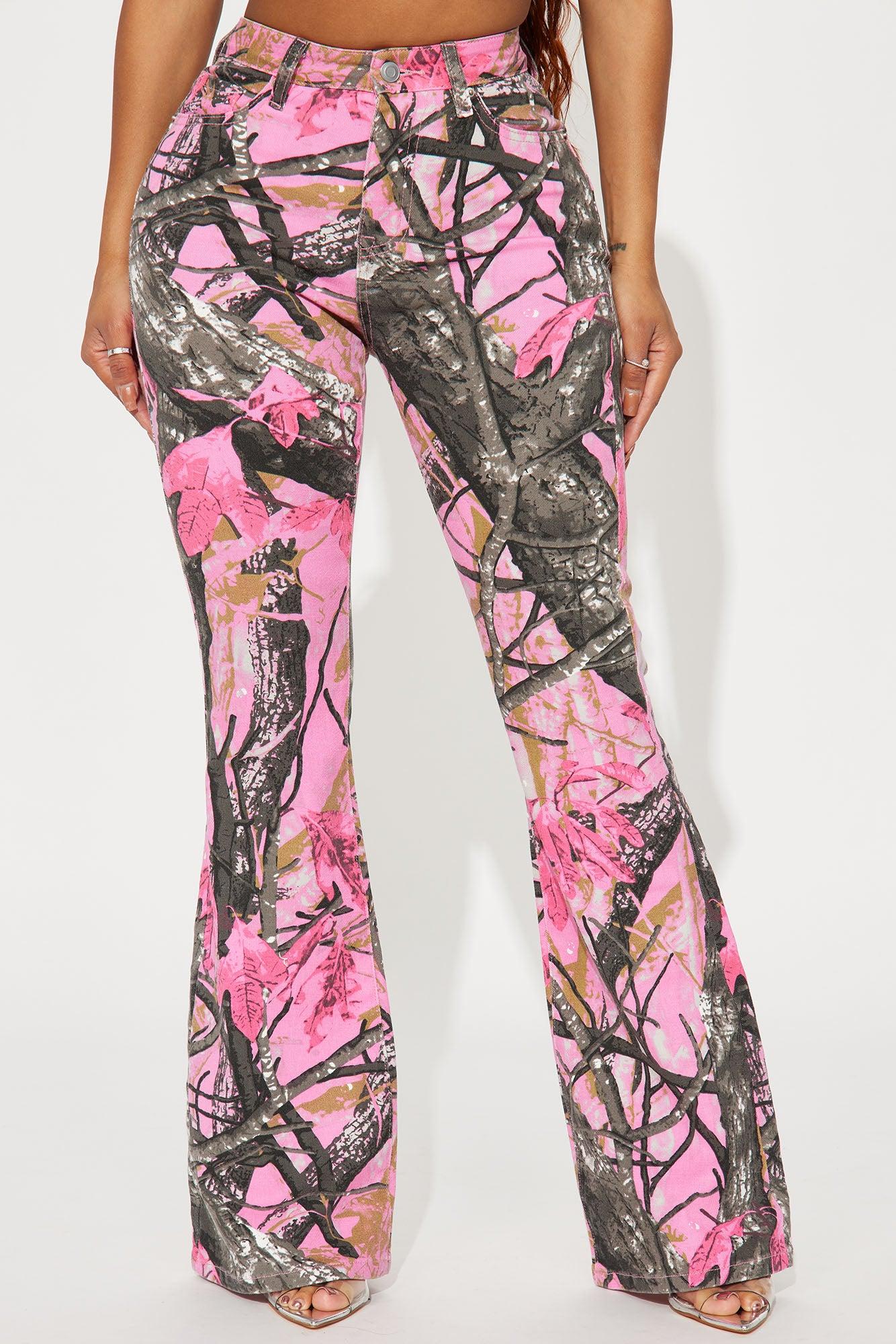 Open Season Stretch Flare Jeans - Hot Pink Product Image