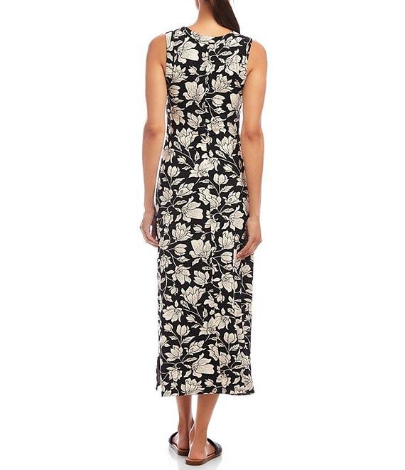 Karen Kane Petite Size Floral V-Neck Sleeveless Midi Sheath Dress Product Image