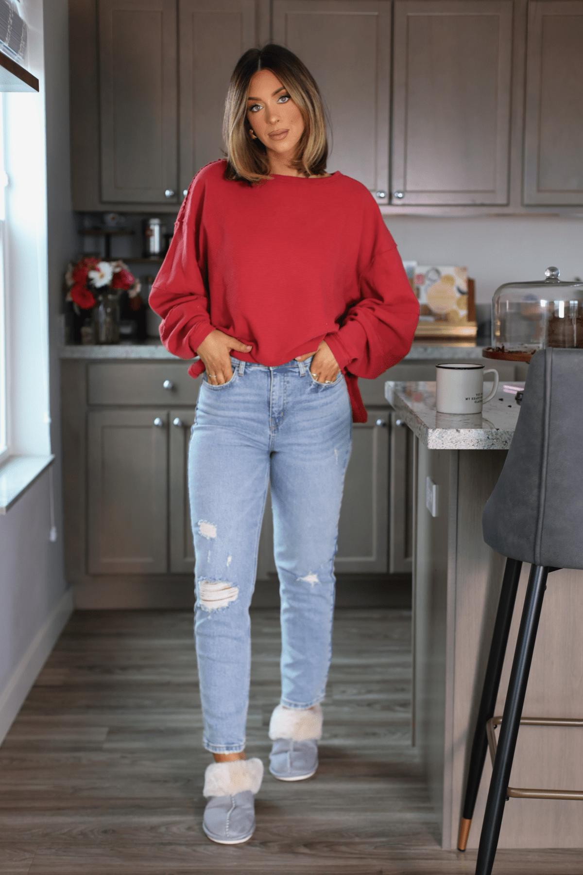 Light Wash Destructed Straight Leg Jeans - FINAL SALE Product Image