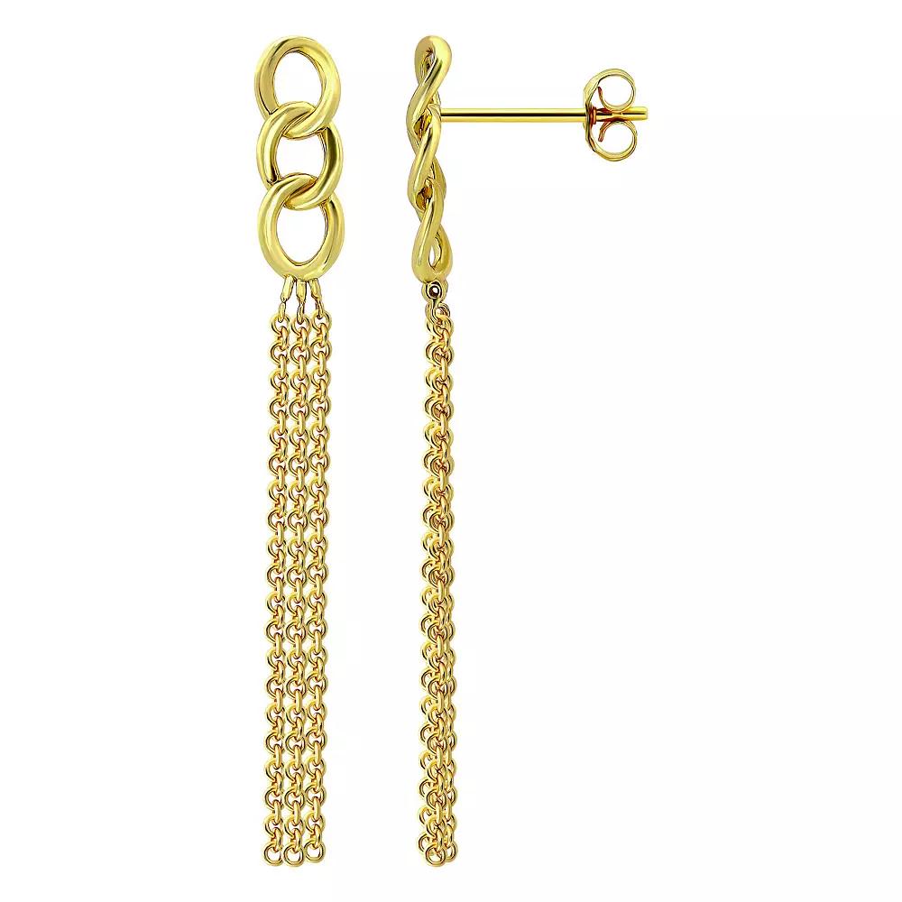 Aleure Precioso Sterling Silver Multi Chain & Triple Drop Earrings, Women's, Gold Tone Product Image