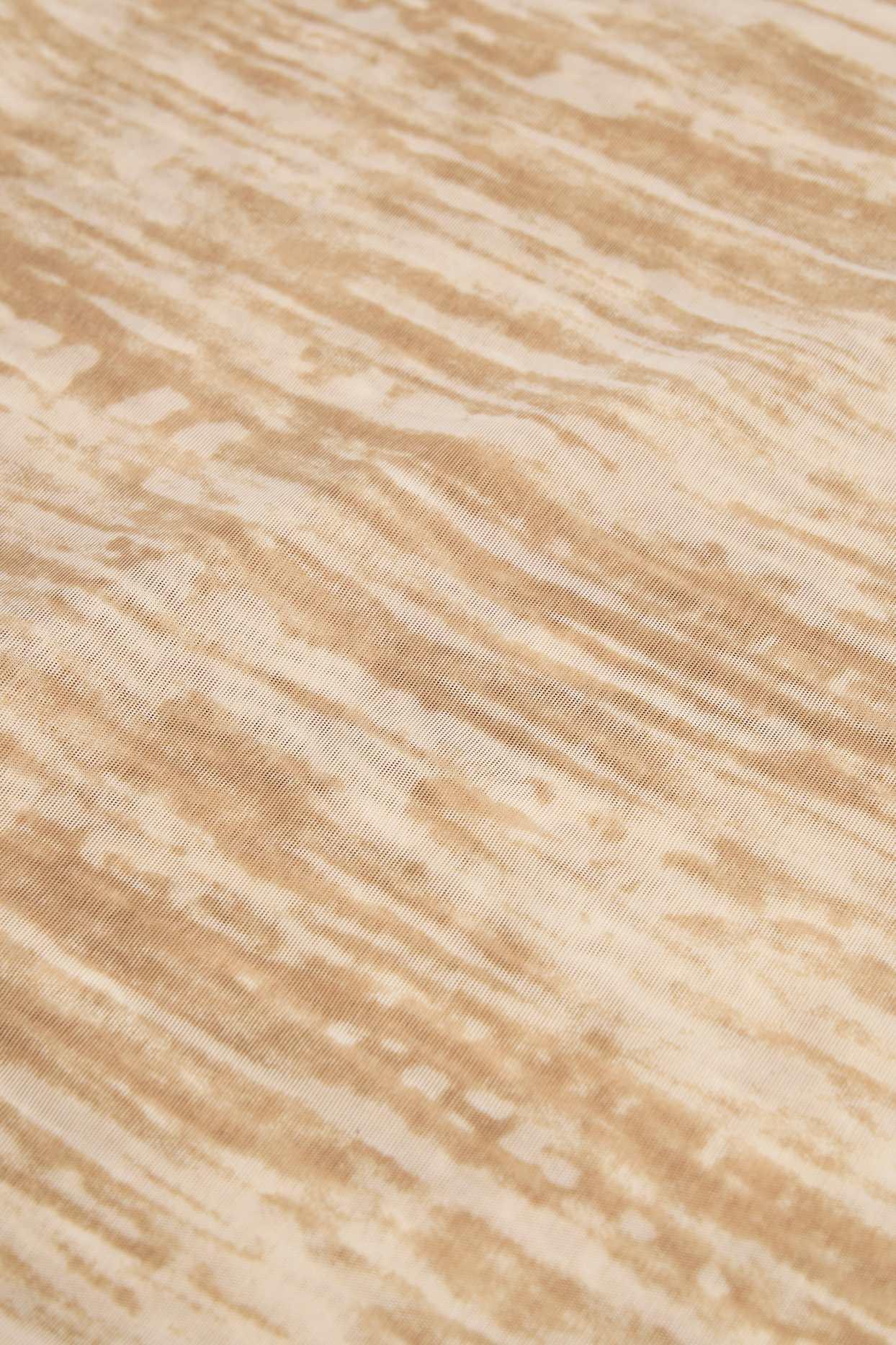 Ruffled Asymmetric Mid-Rise Maxi Skirt in Tan Print Product Image