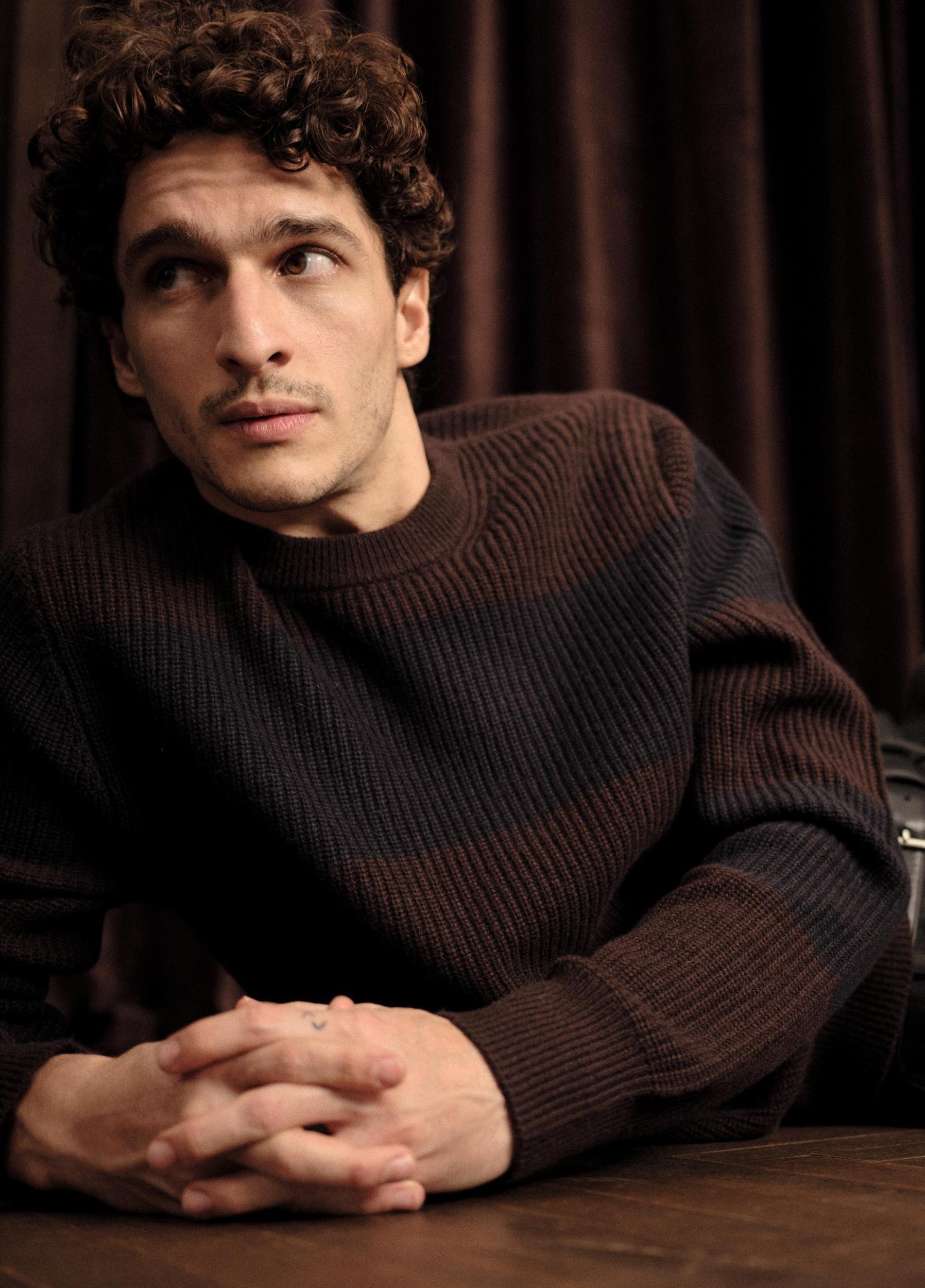 Striped Shaker-Stitch Wool-Cashmere Sweater Product Image