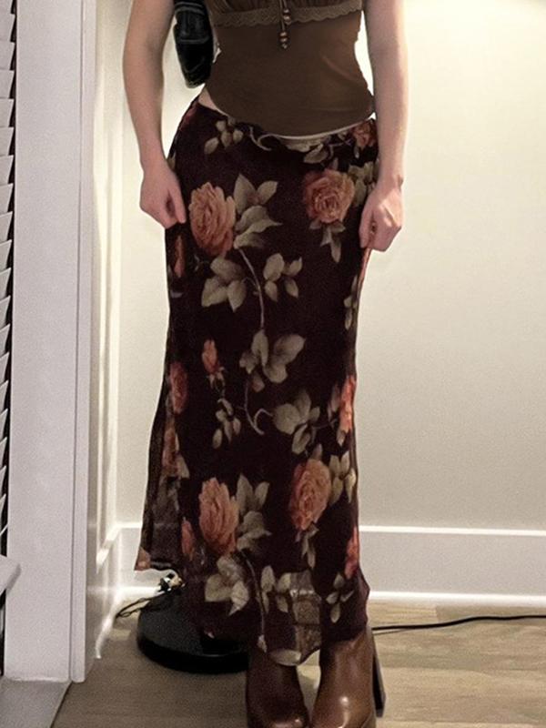 Gentle Floral Print Maxi Skirt Product Image
