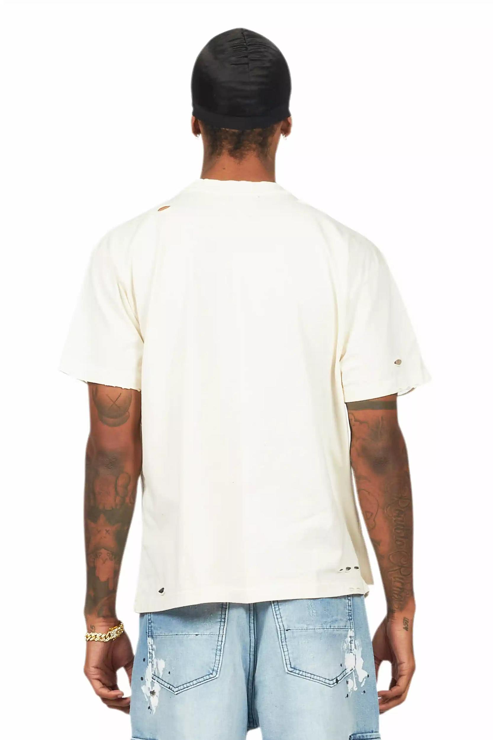 Beno Beige Oversized Graphic T-Shirt Male Product Image