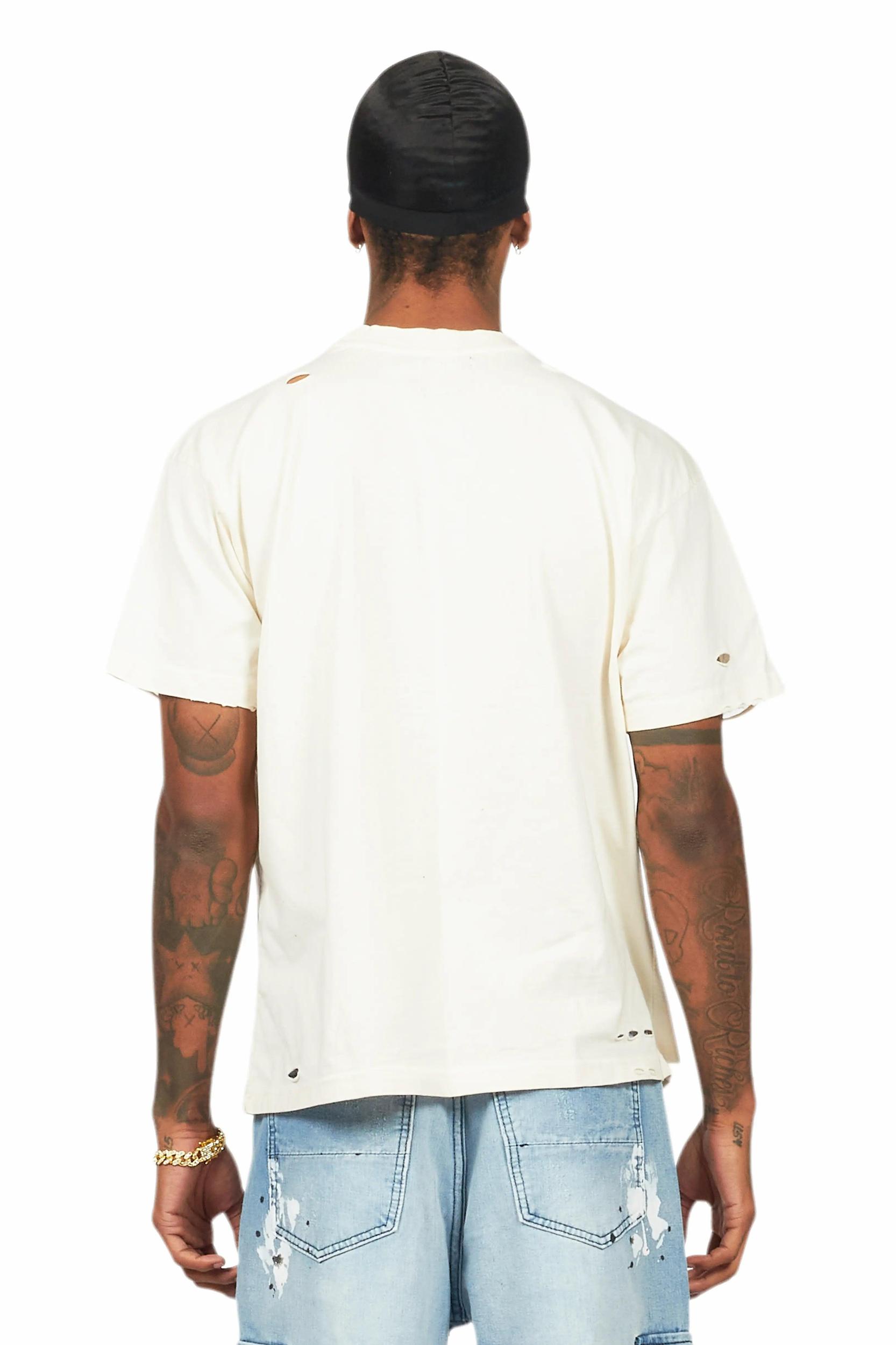 Beno Beige Oversized Graphic T-Shirt Male Product Image